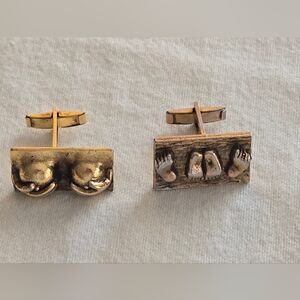 Risqué N Sexy Mid-century Vintage Goldtone Cufflinks